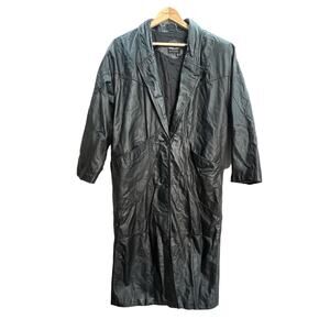 Pelle New York‎ Milano Leather Trench Coat Black Jacket Size Medium